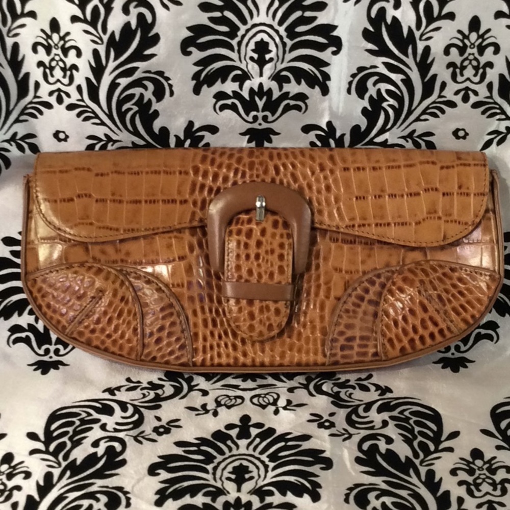 Antonio Melani Croc Stamped Leather Clutch